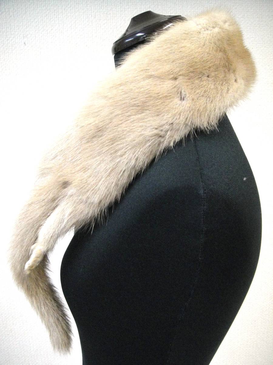 [QGA264] mink. collar to coil tippet face pair . tail attaching muffler light Brown beige group fur fur *