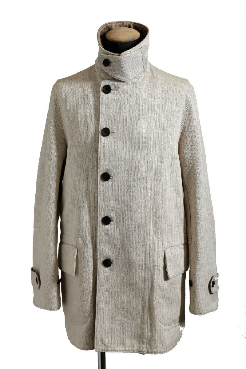 sus-sous 美品 motor cycle middle coat / C43L57 herringborn washer / size 7 (NATURAL) シュスー 中古 コート