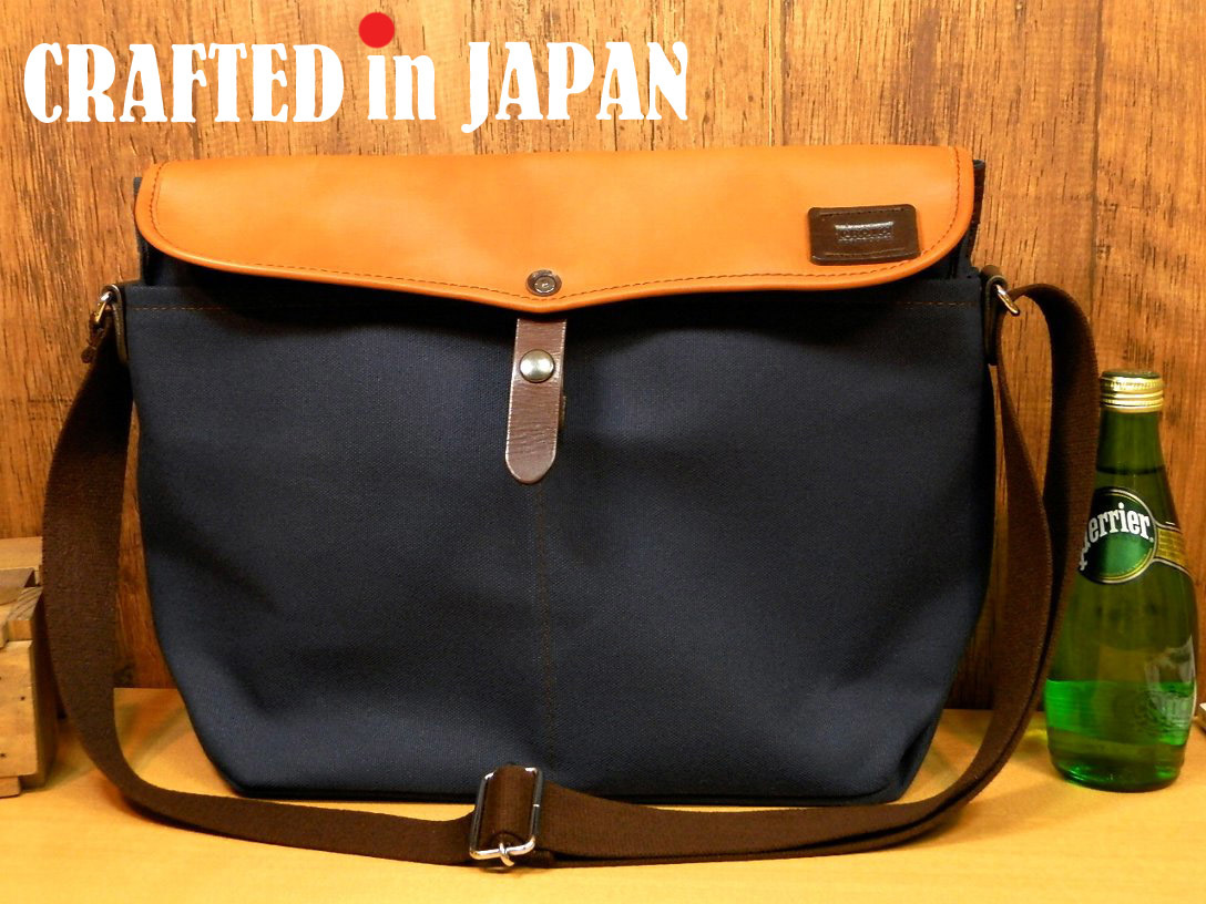 [ build-to-order manufacturing & free shipping ] flap specification * navy blue kyameHand made canvas × leather. shoulder bag! Camel × navy blue navy * made in Japan hand made original leather 