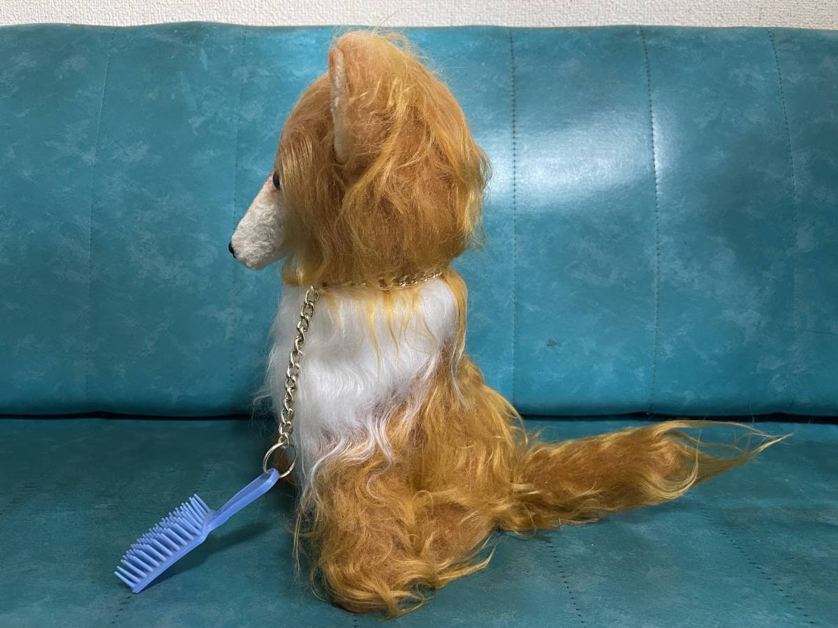  unused goods that time thing Showa Retro Elite hobby. . collie soft toy brush attaching length approximately 30cm. repairs one Chan dog dog ..DOG Vintage 