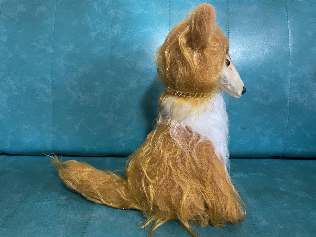  unused goods that time thing Showa Retro Elite hobby. . collie soft toy brush attaching length approximately 30cm. repairs one Chan dog dog ..DOG Vintage 