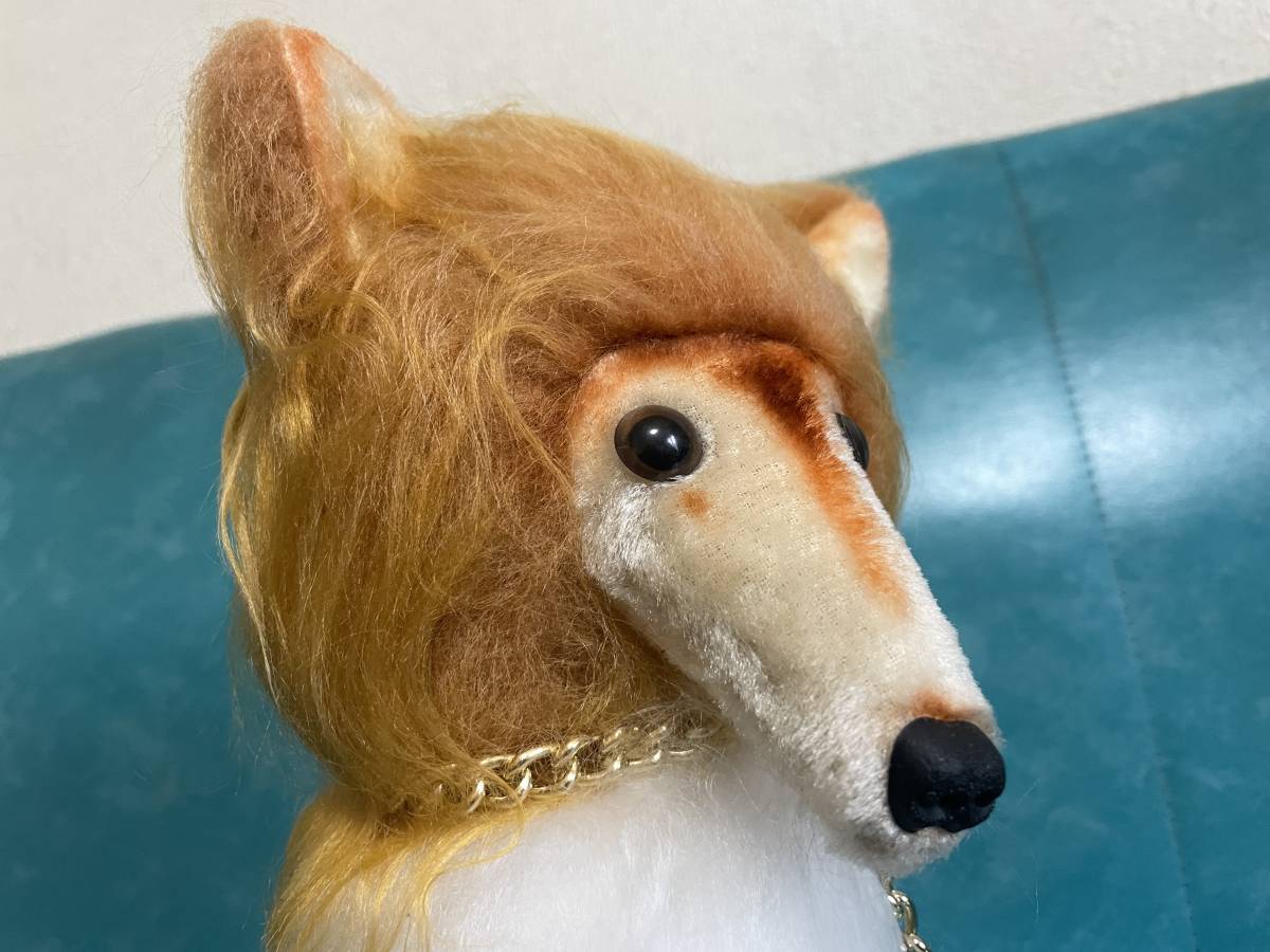  unused goods that time thing Showa Retro Elite hobby. . collie soft toy brush attaching length approximately 30cm. repairs one Chan dog dog ..DOG Vintage 