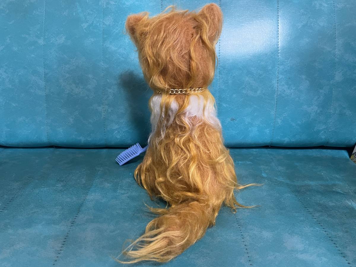  unused goods that time thing Showa Retro Elite hobby. . collie soft toy brush attaching length approximately 30cm. repairs one Chan dog dog ..DOG Vintage 