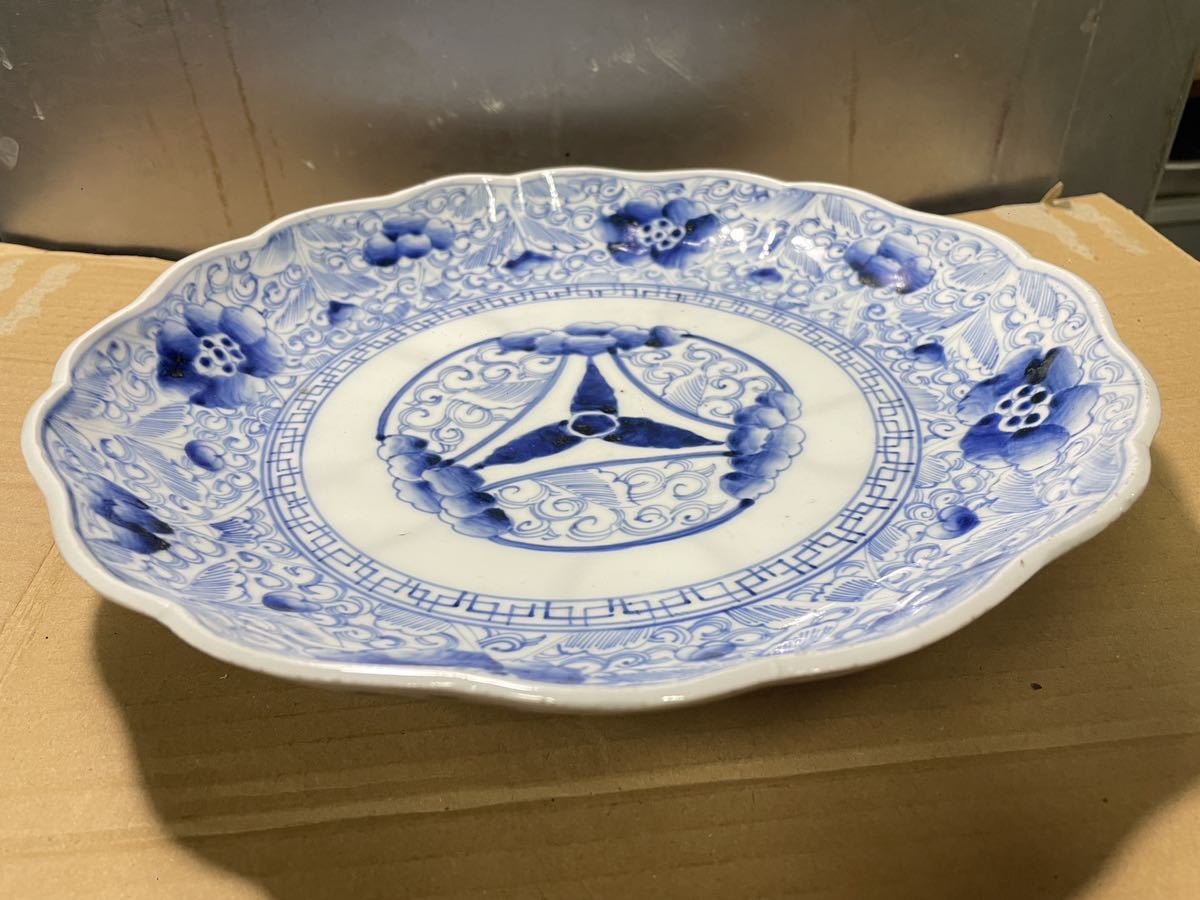 古伊万里 染付 藍 飾り皿 大皿アンティーク 骨董約30cm nspilarzuera.com