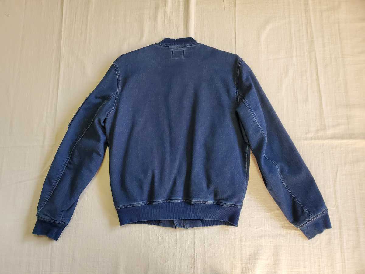 ■【クリーニング済み】Gap 1969 (ギャップ) MA-1 type インディゴ スウェット地 ジャケット INDIGO フライト ジャケット【Sサイズ】■の画像4