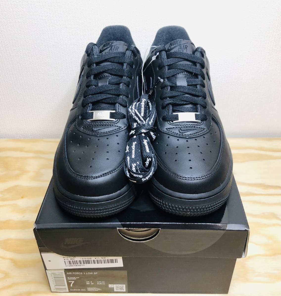 正規 / Supreme × NIKE AIR FORCE 1 Low Black / US7 25cm / CU9225-001 / ナイキ エアフォース ブラック / 新品未使用 シュプリーム 購入