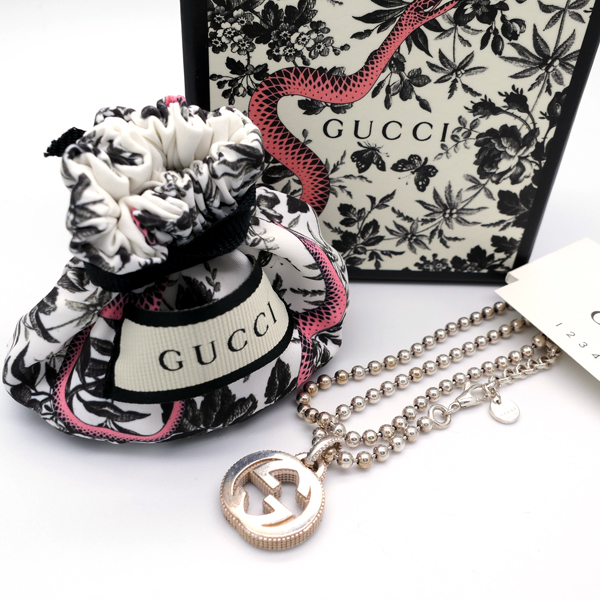 GUCCI グッチ インターロッキングG シルバーネックレス Ag925 シルバー ボールチェーン GG 送料無料 質屋 つじの