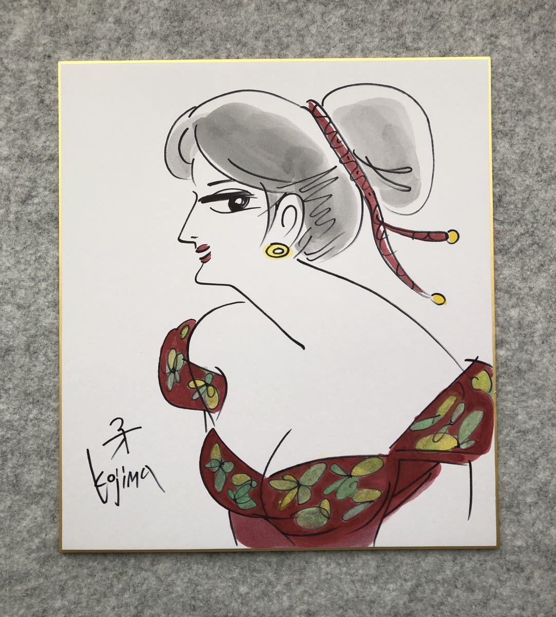 Yahoo!オークション - 【サイン色紙】 小島功 美人画 色紙に水彩 Yahoo!オークション - 【サイン色紙】 小島功 美人画 色紙に水彩