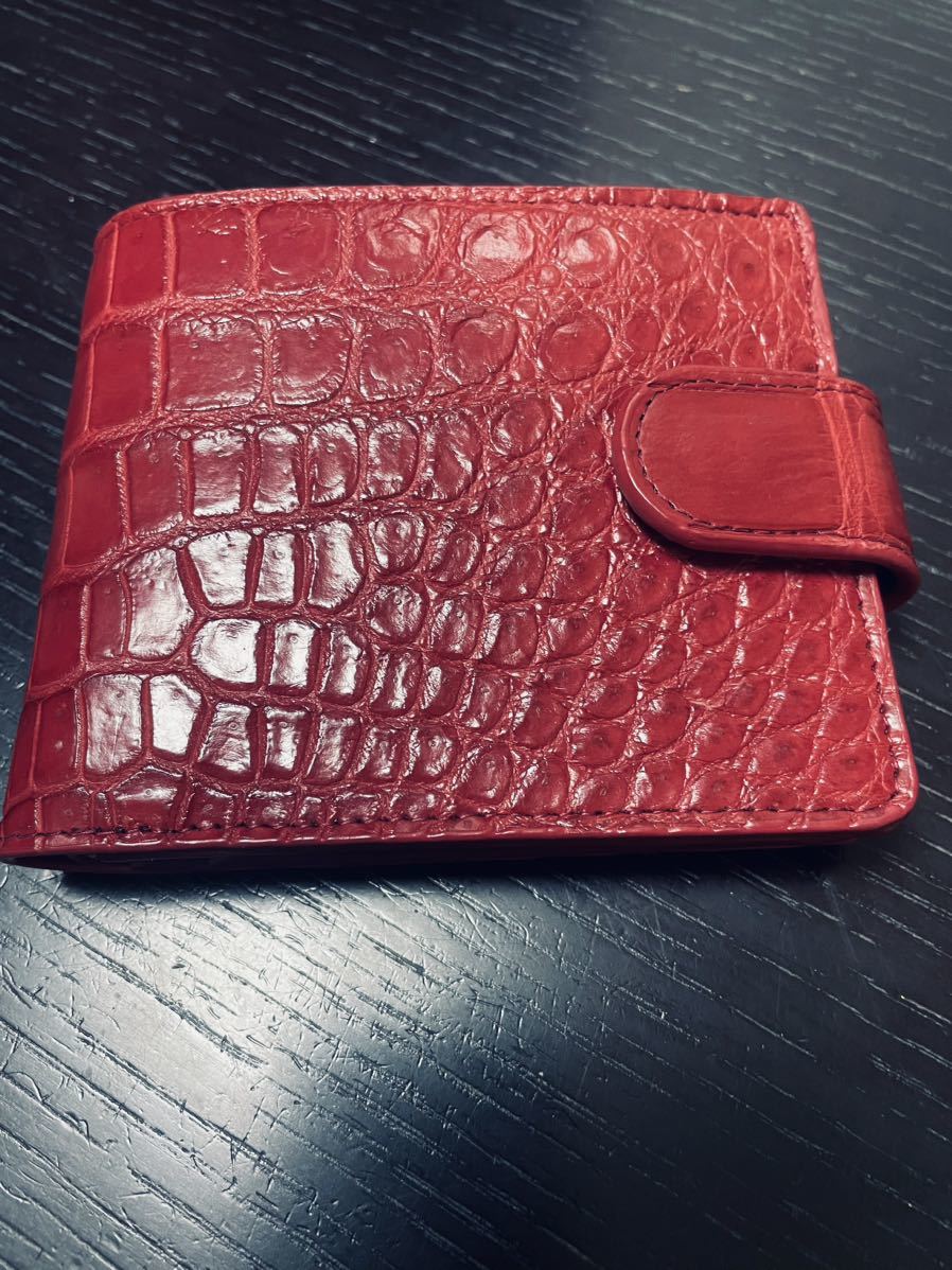 新品 送料無料】本物 クロコダイル ワニ革 二つ折り財布 メンズ ...