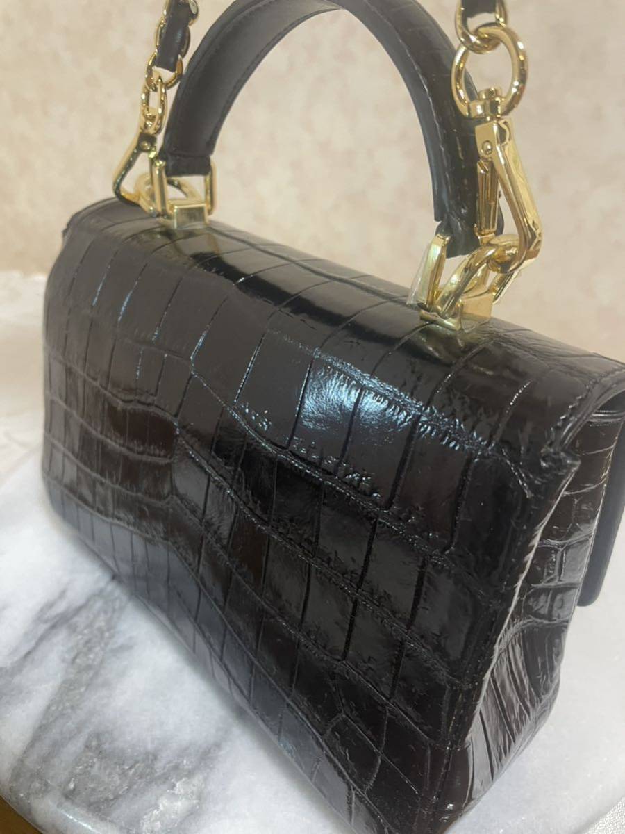 SALE新品 本物 最高級 クロコダイル フォーマル ショルダー ハンドバッグ-