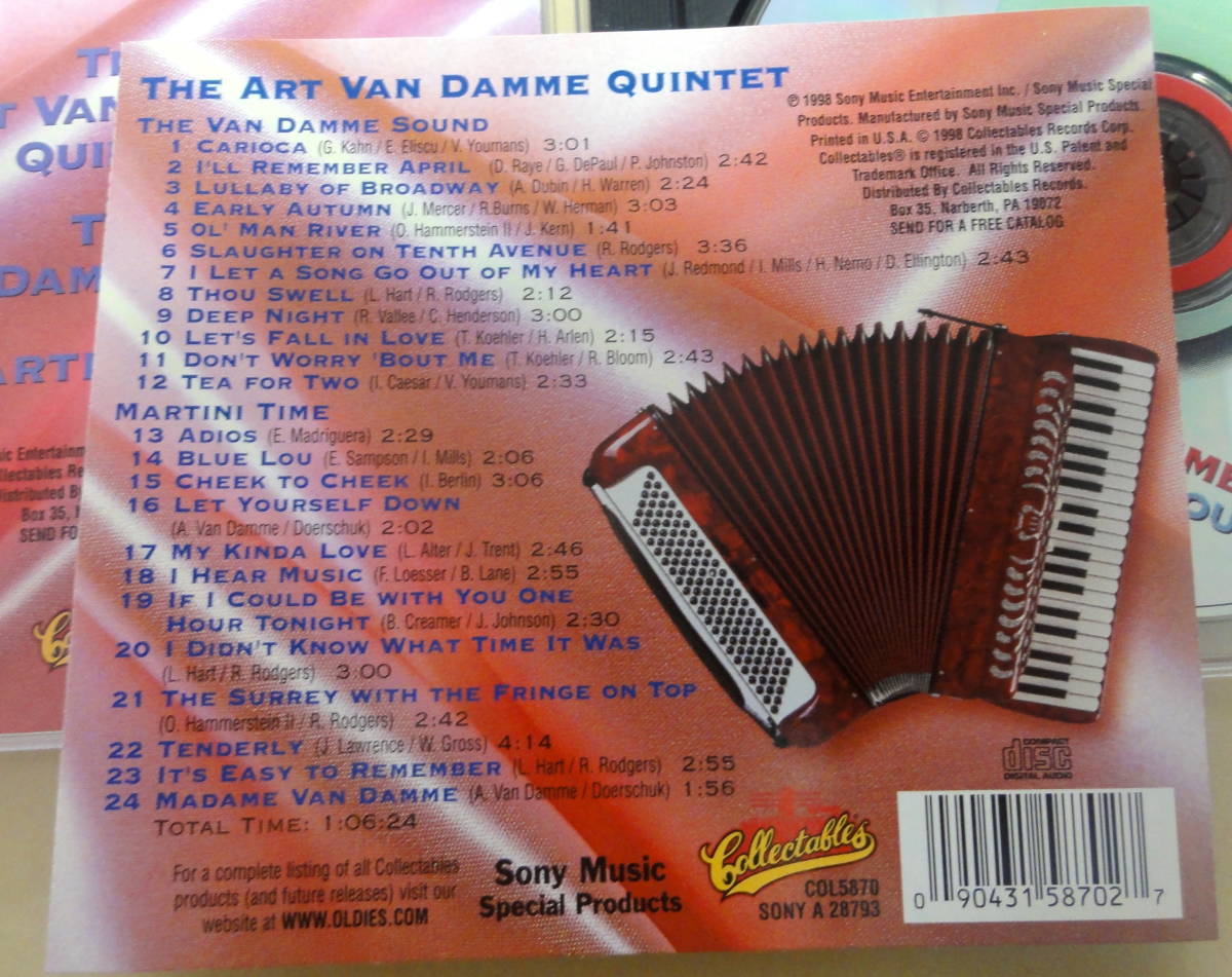 The Art Van Damme Quintet : The Van Damme Sound / Martini Time CD  アコーディオンジャズ Easy Listening Cool Jazzの画像2