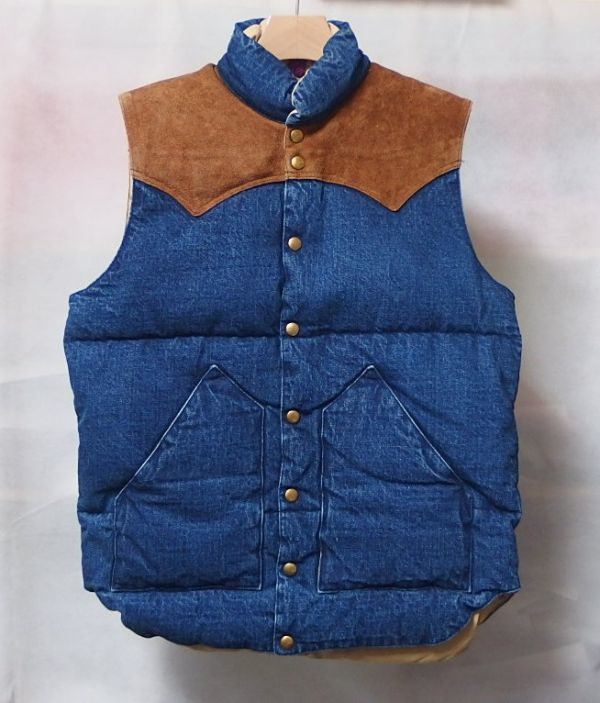 20AW WAREHOUSE ウエアハウス x Rocky Mountain Featherbed ロッキーマウンテン INDIGO DOWN VEST USED WASH インディゴ ダウン ベスト42