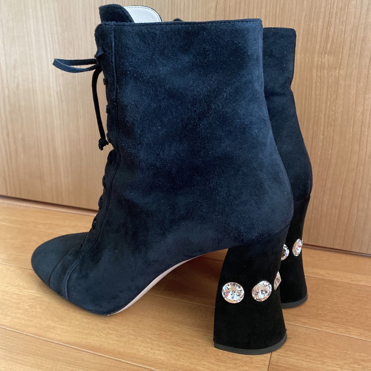 miumiu ブーツ ビジュー レースアップ|PayPayフリマ