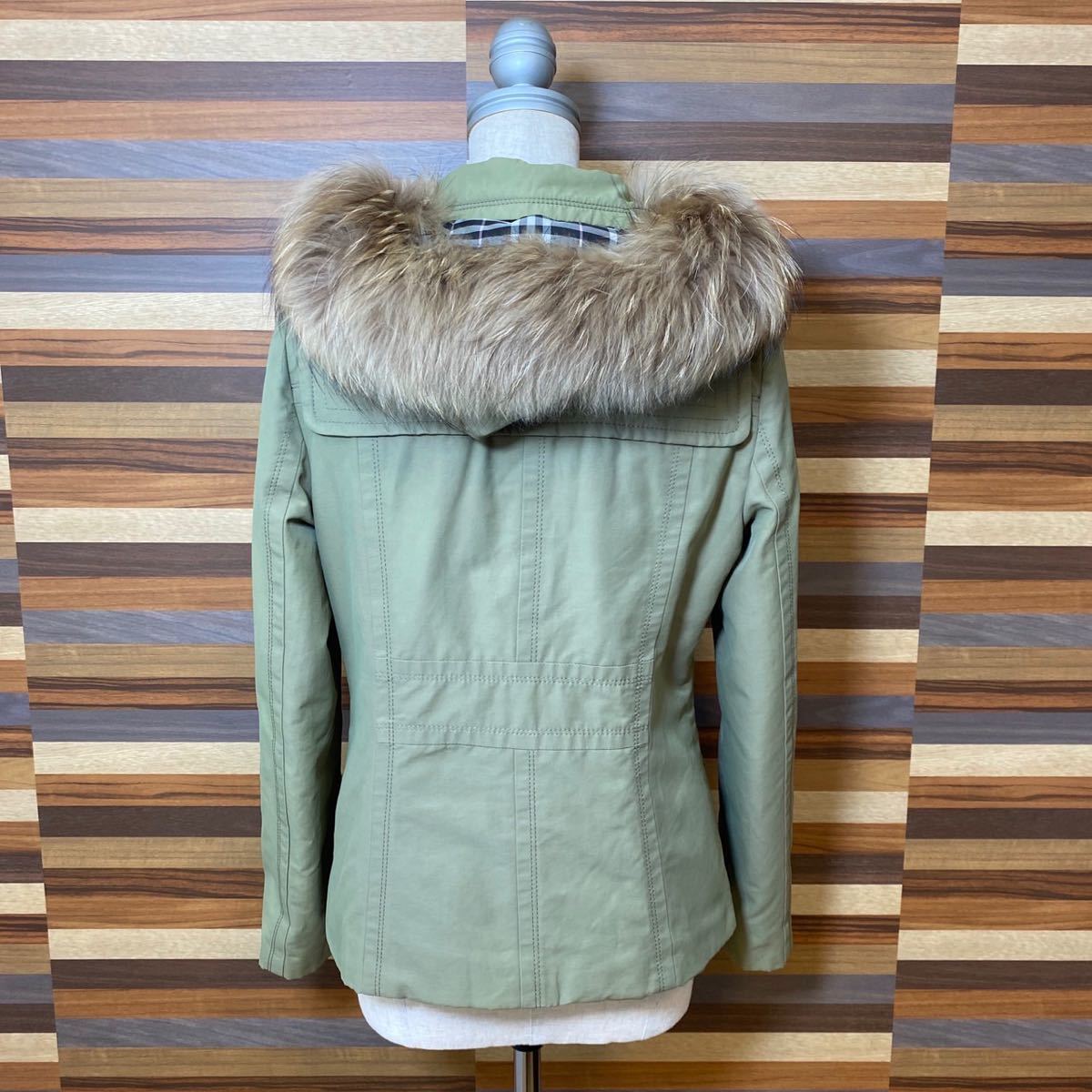 美品】Burberry ダッフルコート ノバチェック ラクーンファー 38号