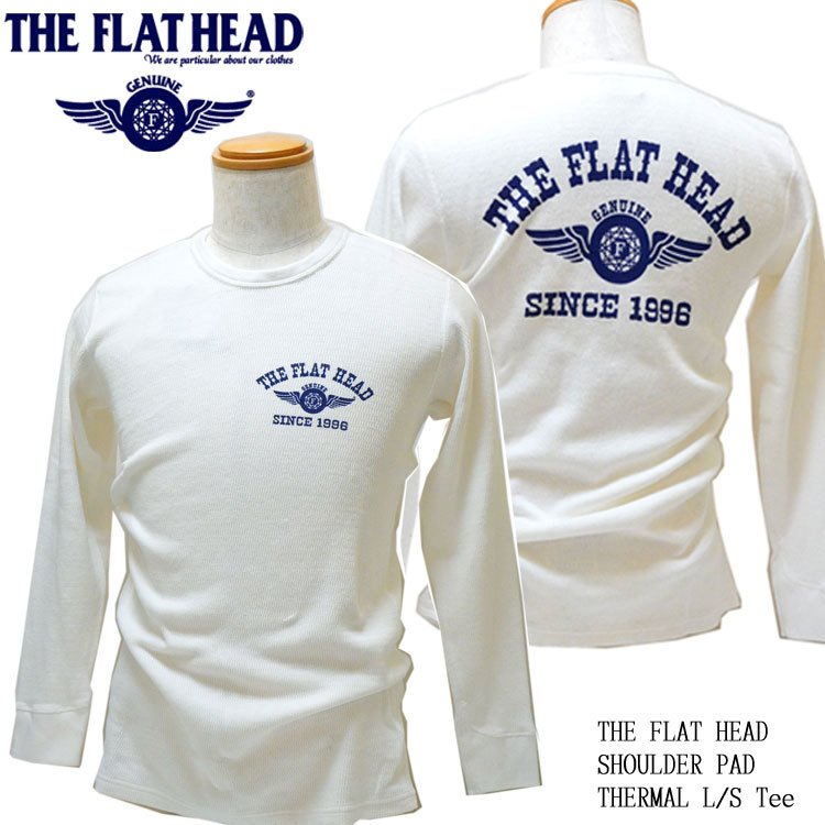 新品 フラットヘッド THE FLAT HEAD ショルダーパッドサーマル 長袖Ｔシャツ ホワイト 44（XXLサイズ） 送料無料 FN-THLD-202