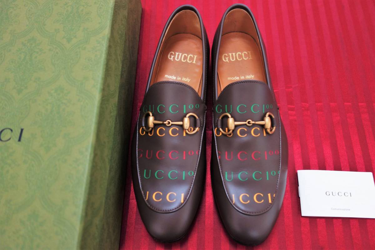 グッチ100周年記念モデル　定価１３．５万円 未使用に近い グッチ(gucci)　ロゴビットローファー ６(日本サイズ25～25.5cm) ブラウン_画像1