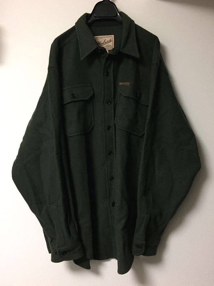Woolrich オールド メキシコ製 ウールシャツ XL ダークグリーン メルトン オーバーサイズ 緑 00s 90s USA ヘビー