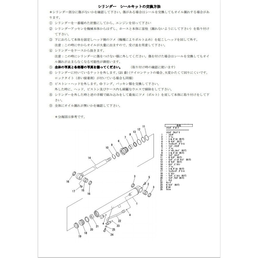 日立建機 EX25-1　ブームシリンダー用シールキット です。（リング付き）_画像6