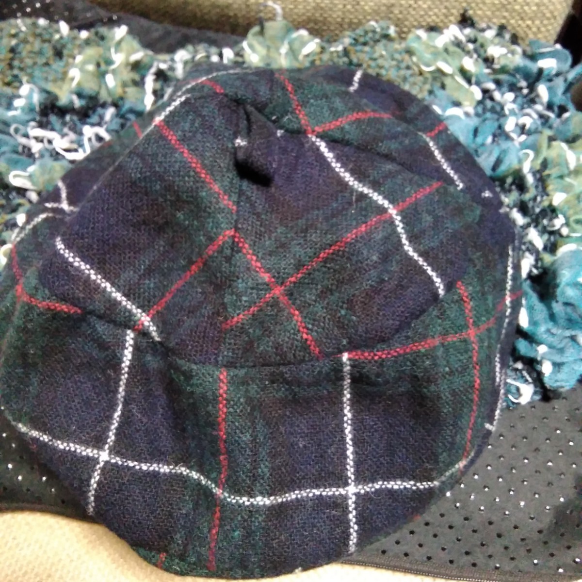 Snazzy ブルーグリーンネックとチェックベレー帽56cmセット割