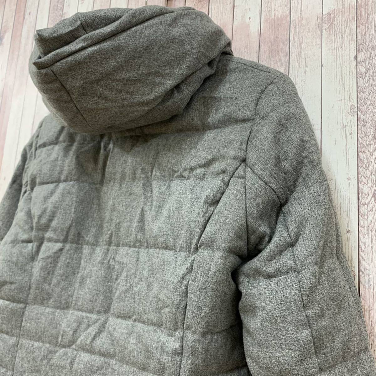 NARACAMICIE ナラカミーチェ 美シルエット ファイバー ダウンコート 1 中綿 30-92-26-701 フード ロングジャケット グレー レディース BB19_画像5