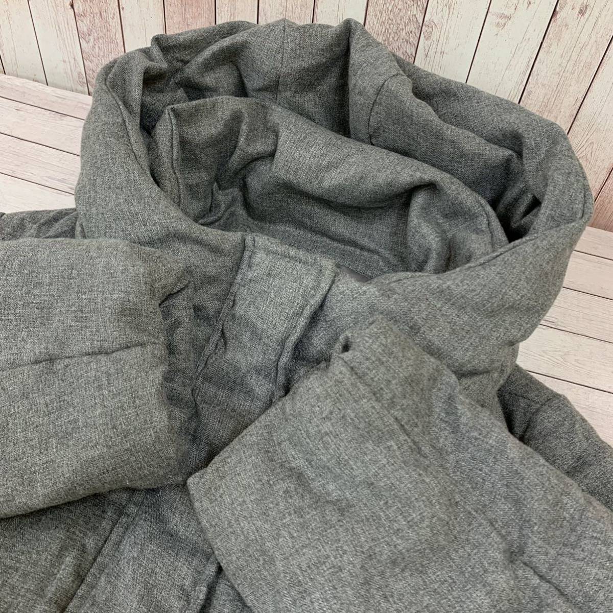 NARACAMICIE ナラカミーチェ 美シルエット ファイバー ダウンコート 1 中綿 30-92-26-701 フード ロングジャケット グレー レディース BB19_画像6