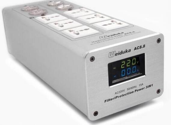 新品 Weiduka AC8.8 オーディオ用アドバンスト 10口電源タップ（LED液晶モニター付） 3000W MAX パワーフィルター シルバー