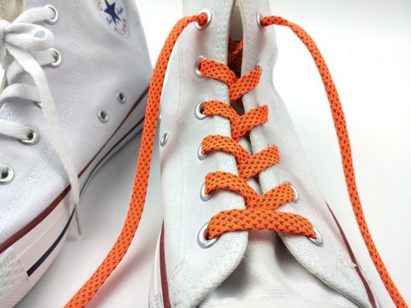 靴紐 シューレース 反射平タイプ リフレクター 格子 オレンジ 50cm_画像5