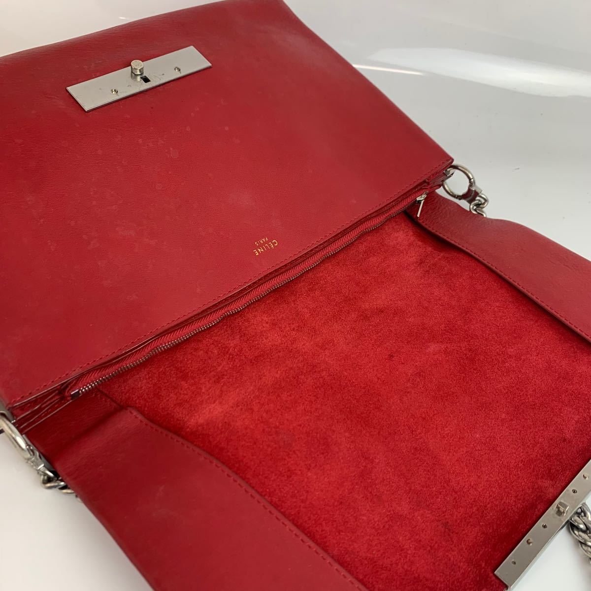 CELINE セリーヌ レザー チェーン ショルダーバッグ レディース