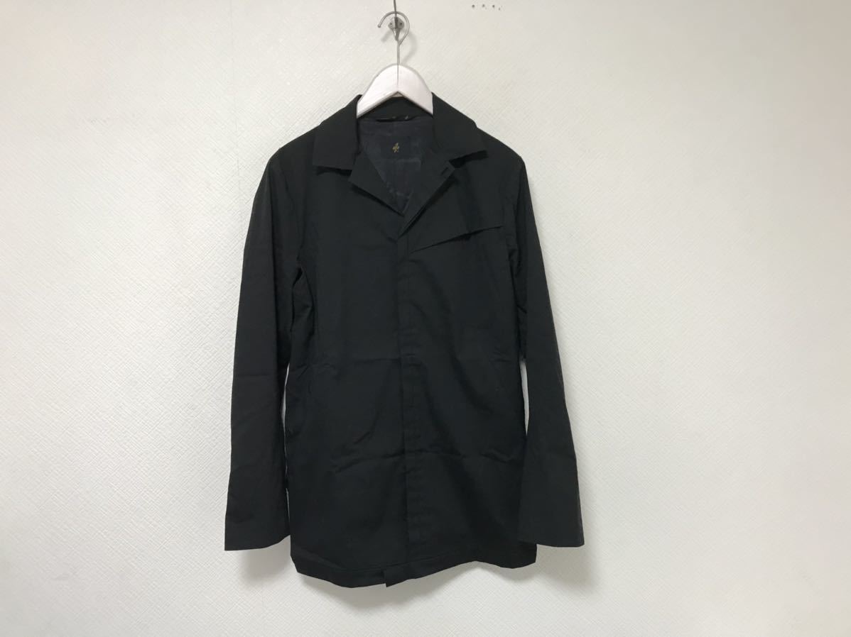 本物アトウatoコットンドレスステンカラー長袖シャツコートジャケットミリタリーメンズサーフビジネスアメカジL黒ブラック日本製