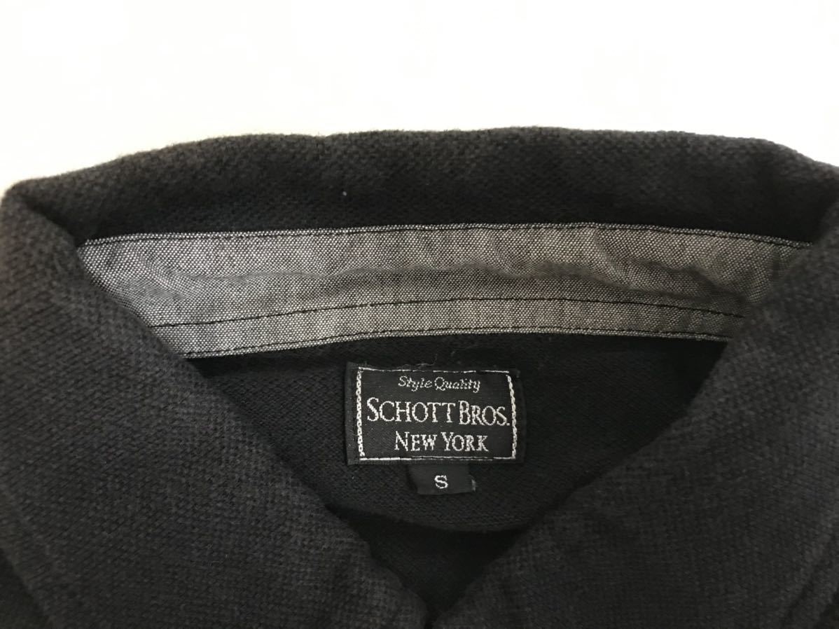 本物ショットSCHOTT BROS NEWYORKコットンワッペン半袖ポロシャツメンズアメカジサーフビジネススーツミリタリーS茶ブラウン