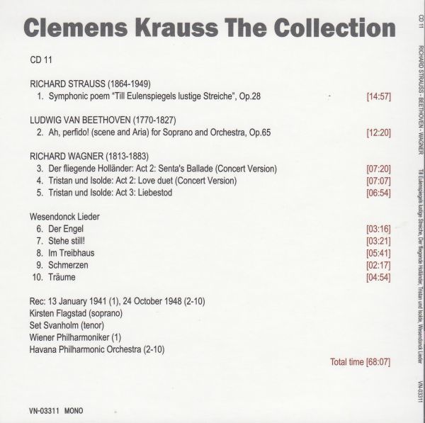 [CD/Venias]R.シュトラウス:交響詩「ティル・オイレンシュピーゲルの愉快ないたずら」Op.28他/C.クラウス&VPO 1941.1.13他_画像2