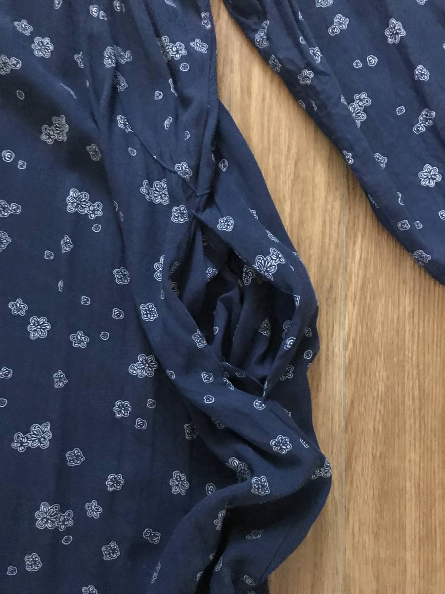 AS KNOW AS de base As Know As du base tunic One-piece lady's 7 minute sleeve navy blue blue floral print lovely largish 