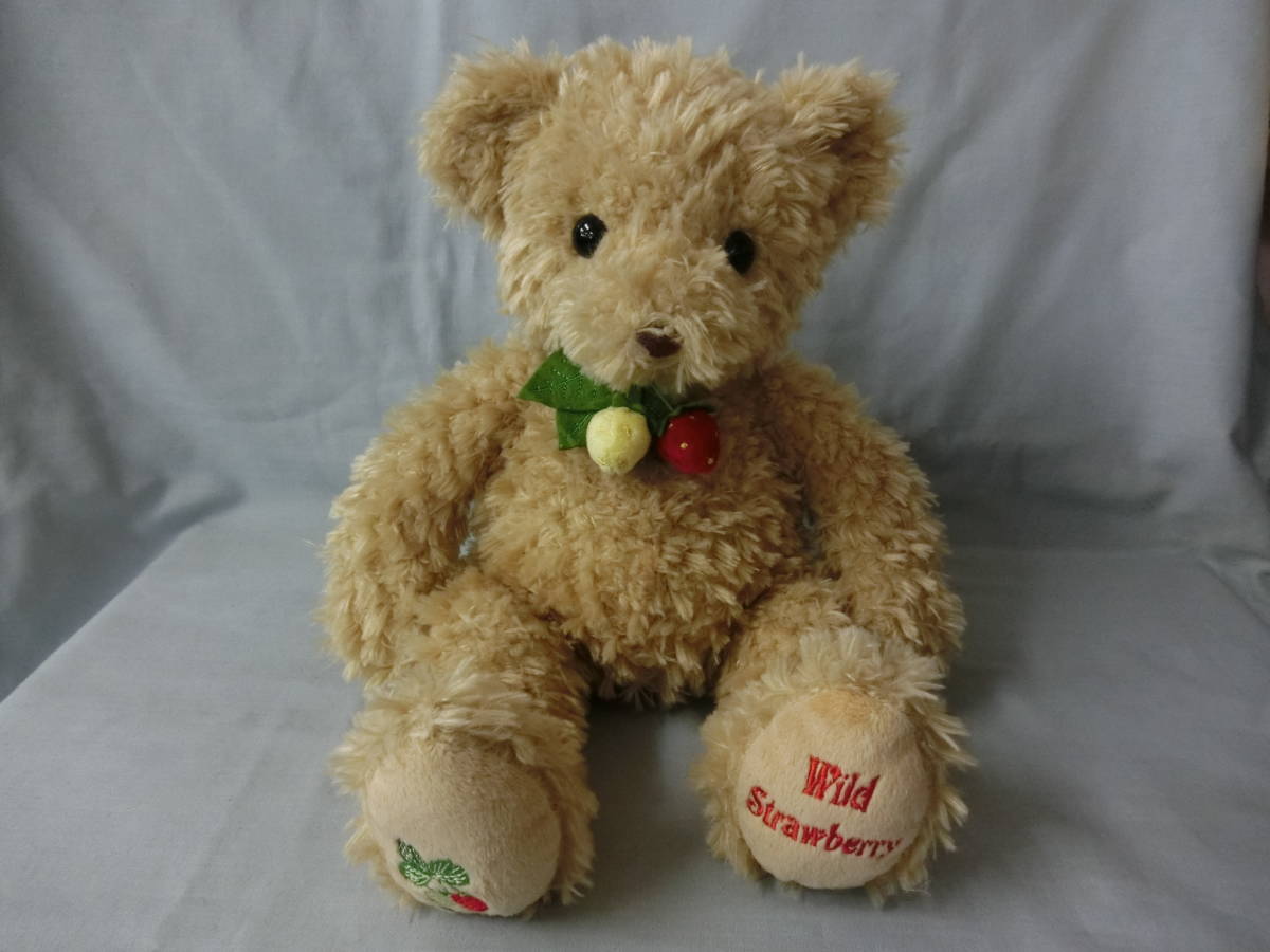 『WILD Straw berry Bear/ワイルドストロベリーベア　ぬいぐるみ・オルゴール付　全長約38cm・テイクオフ』クマ・熊・くま　おもちゃ_画像1