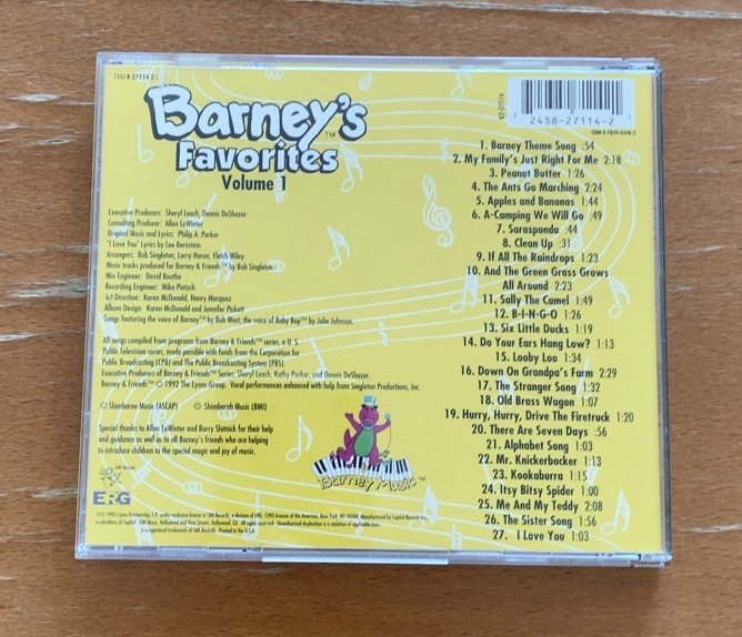 *廃盤* Barney's Favorites vol.1 ティラノサウルスのバーニー&フレンズ のかわいいCD 27曲入り_画像2
