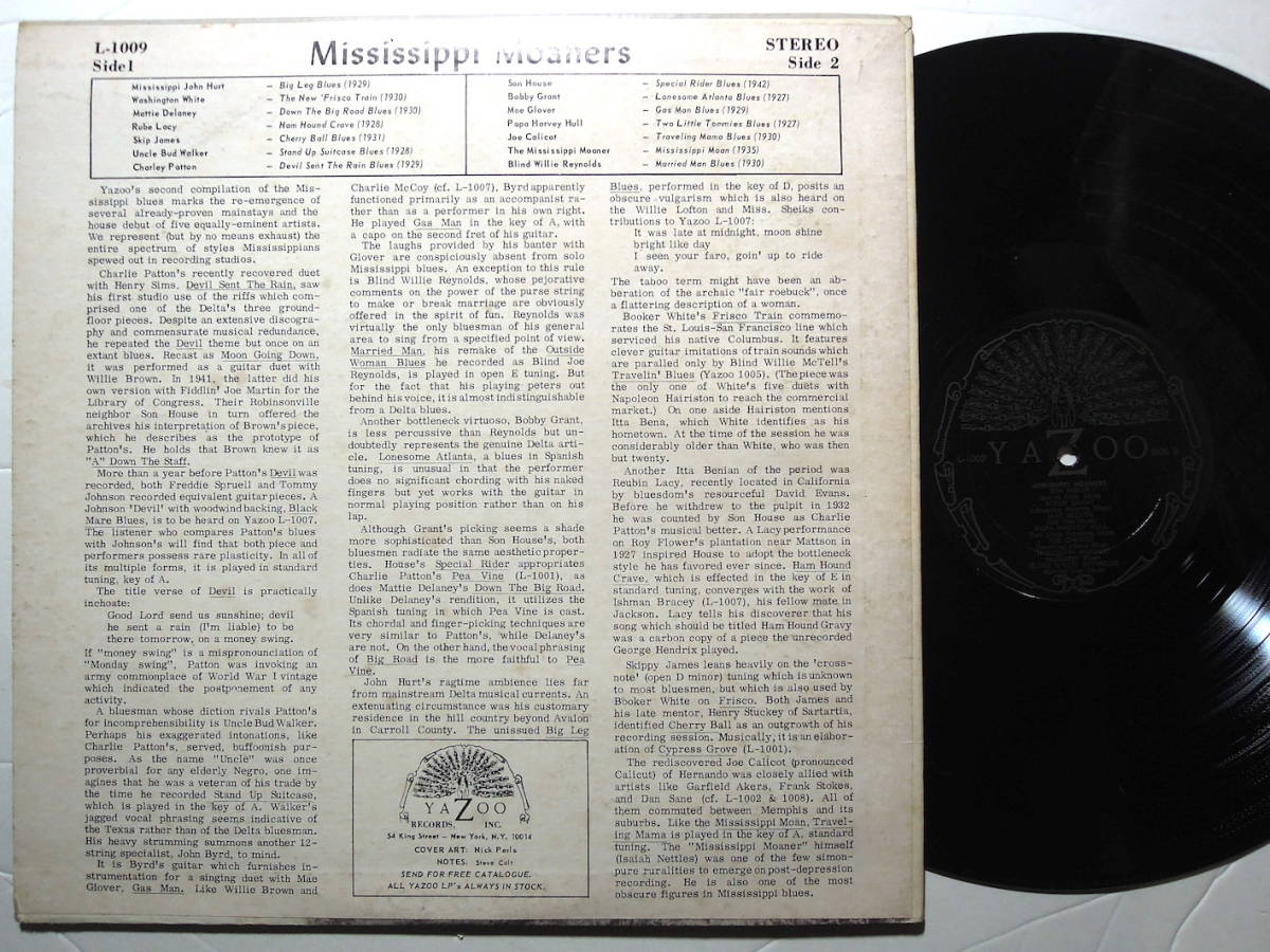 Mississippi Moaners 1927 - 1942　US LP Yazzoo Original Black Label Rare 60' Issue_画像2
