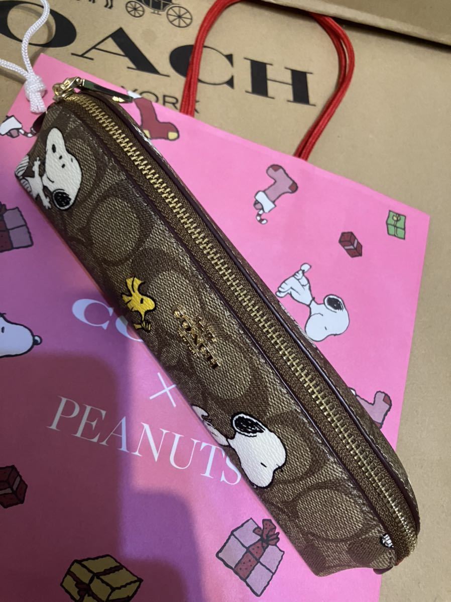 送料込専用袋付 新品 COACH X PEANUTS スヌーピー ペンケース②