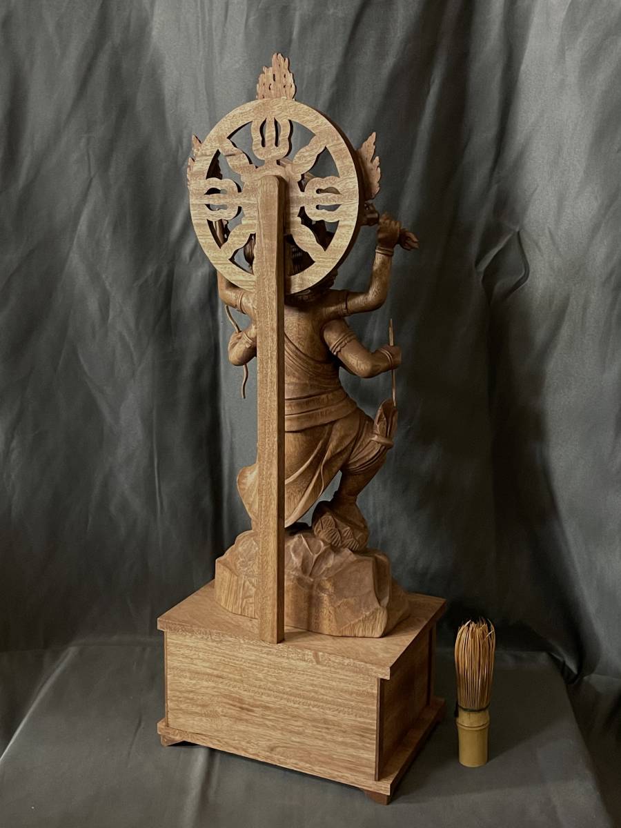 大型52cm仏教工芸品 総楠製 井波彫刻 極上彫 木彫仏像 金剛夜叉明王