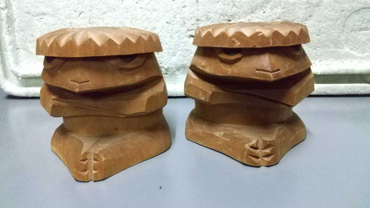 大人気定番商品 古い 河童 置物 カッパ 木製 無垢材 木工、竹工芸