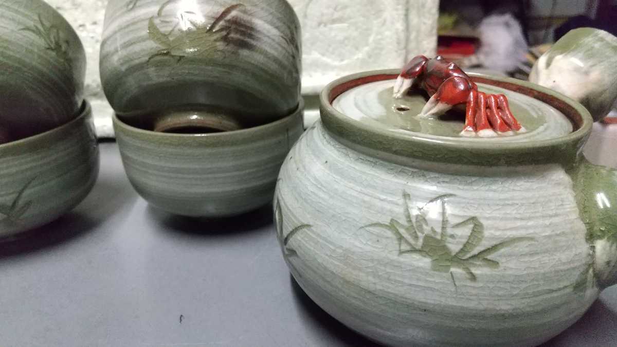 珍しい 煎茶道具 作家物 蟹急須 古い カニ茶器セット 急須 蟹 その他