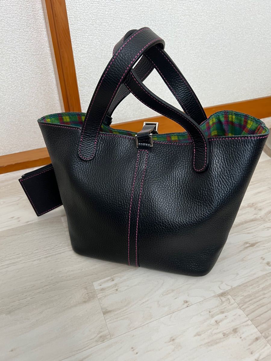 ルサックアダム バッグ 通販 ルサックアダム レザー クロコ型押し 自立 ブラック 肩掛け◎