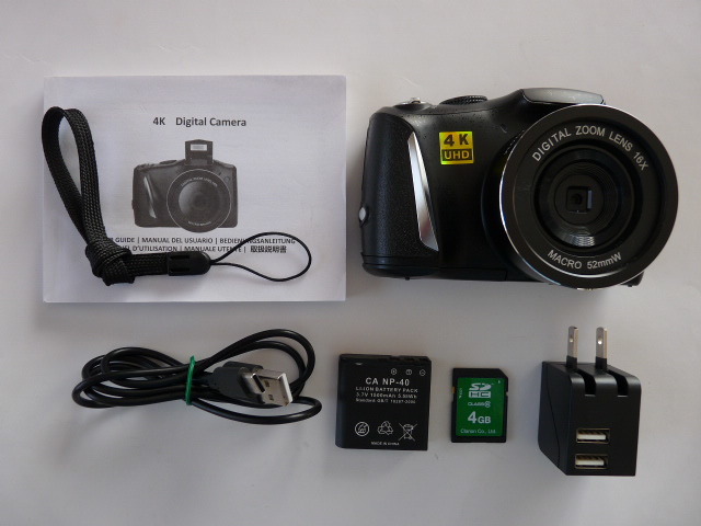★Baugger デジタルカメラ 4K 16X 60FPS48MP ブラック 中古SD4GB付属 中古美品★_画像1
