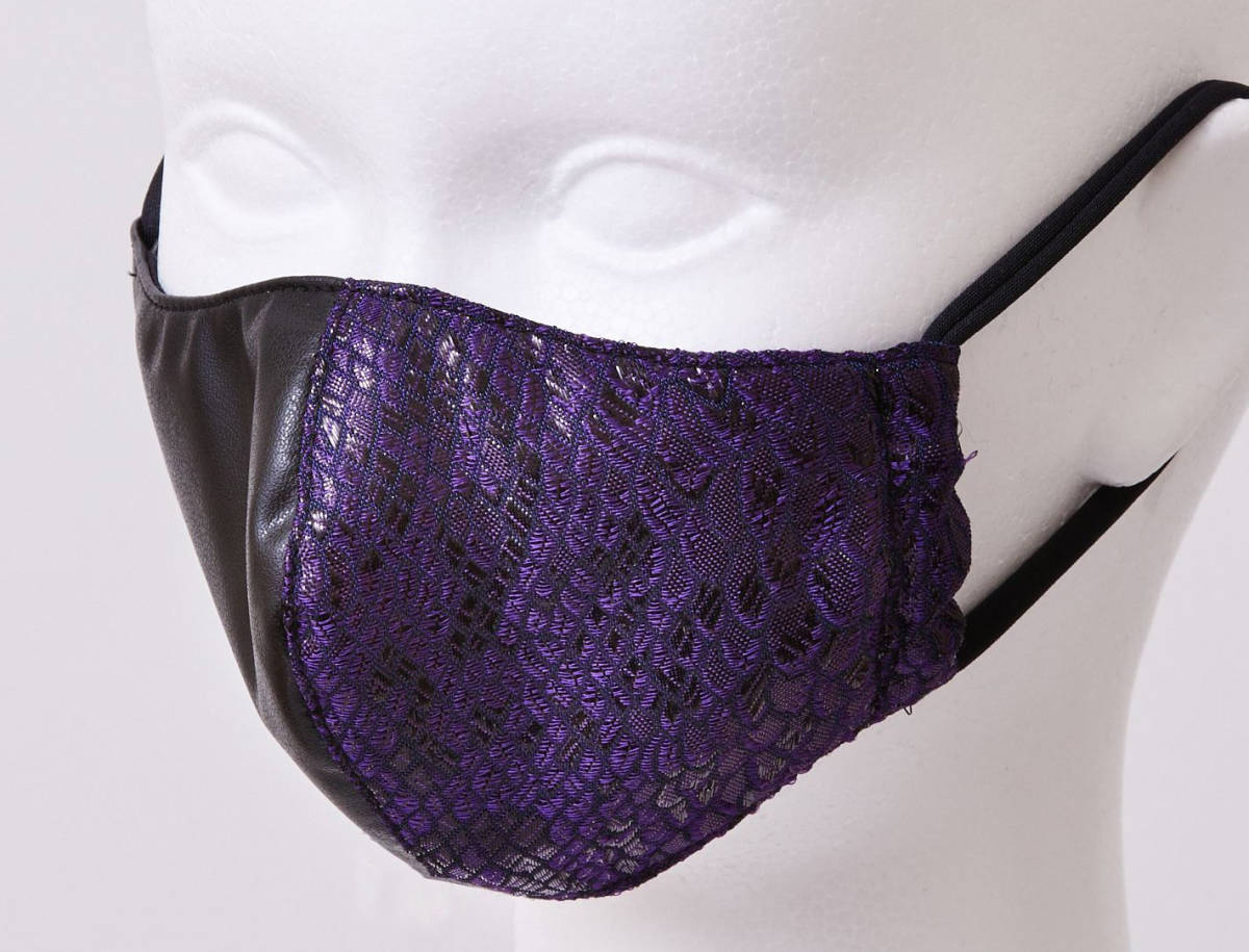  Sune -k( snake ) pattern . imitation leather. mask ( purple / black ) * fashion mask *L size ( man and woman use )*. pattern v series made in Japan 