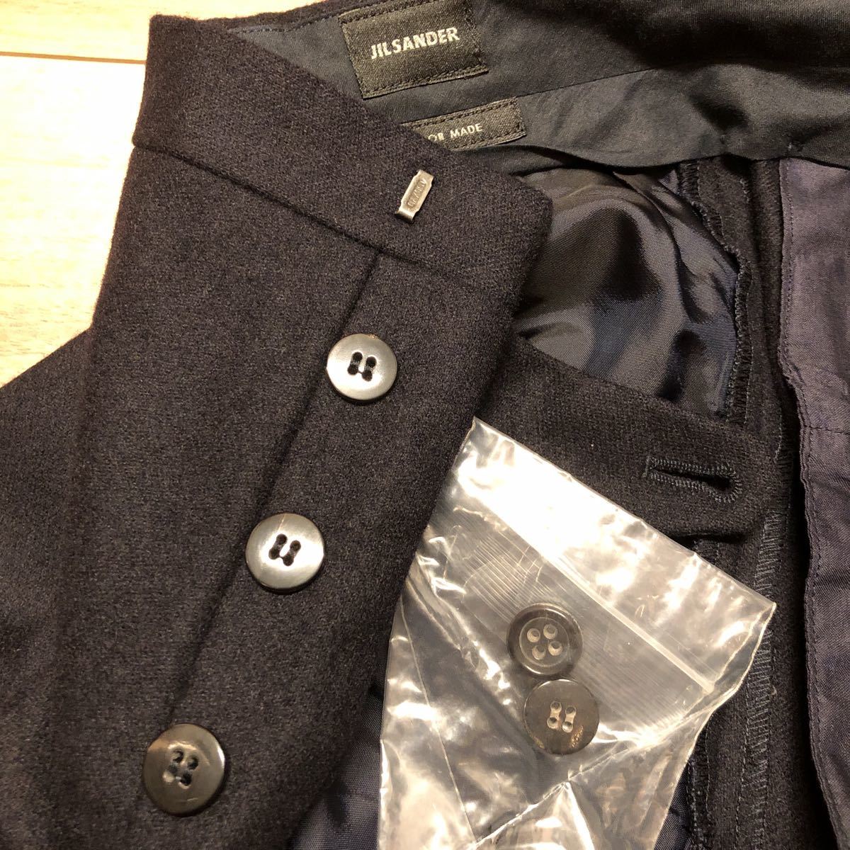 超美品 JIL SANDER ジルサンダー メンズ テーラーメイド ウールスーツ 濃紺 サイズ48 冬用 セットアップ MADE IN ITALY 希少