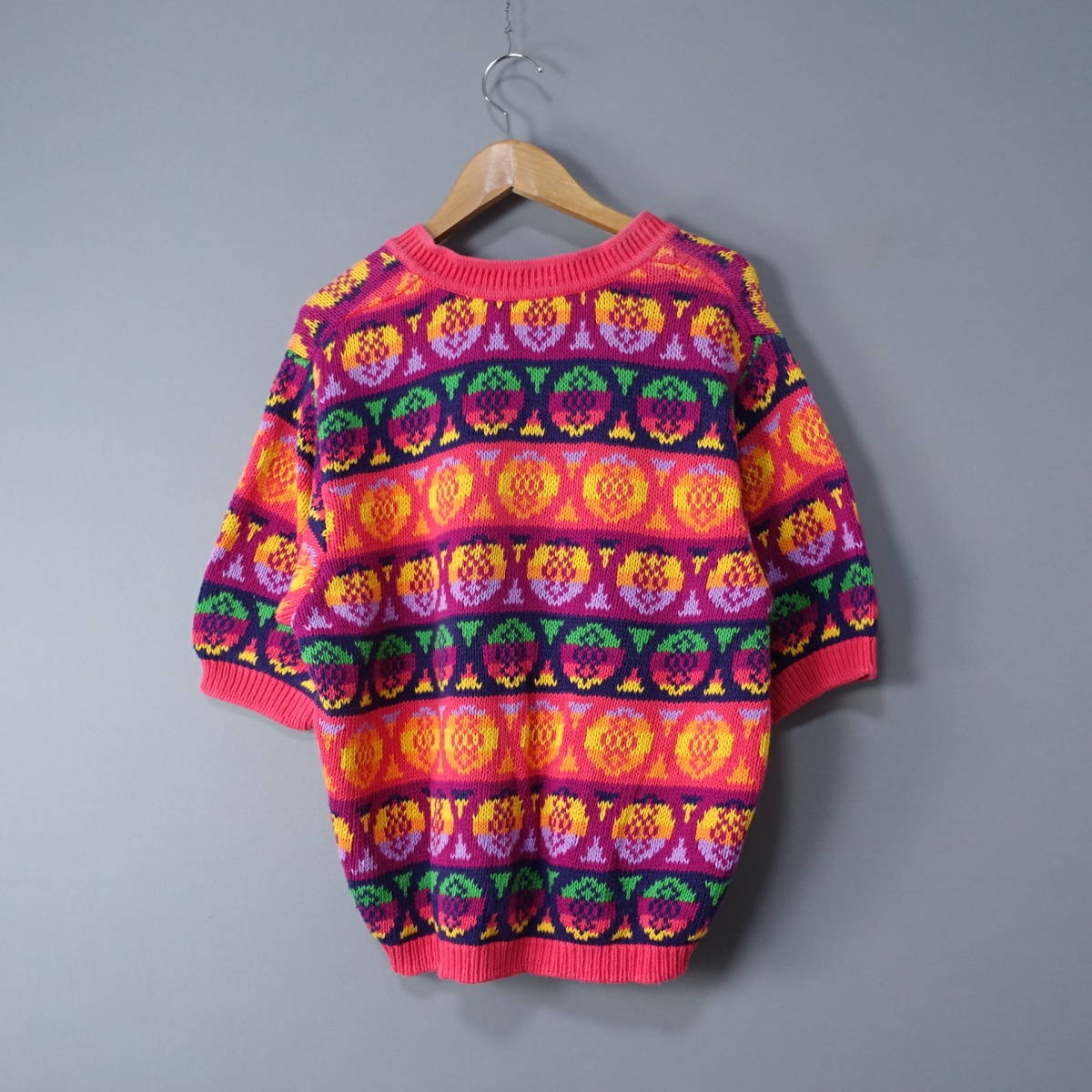 BENETTON/ Benetton / Italy made knitted / multicolor / sweater / lady's / short sleeves / tops 