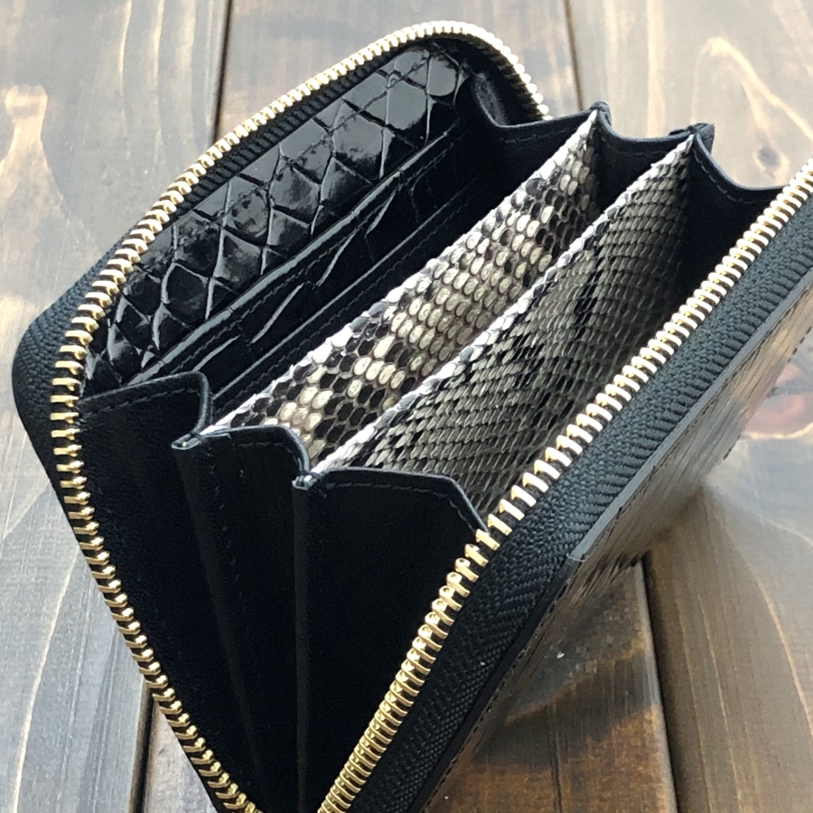 CROCODILE シャイニング クロコダイル × パイソン 財布 ブラック