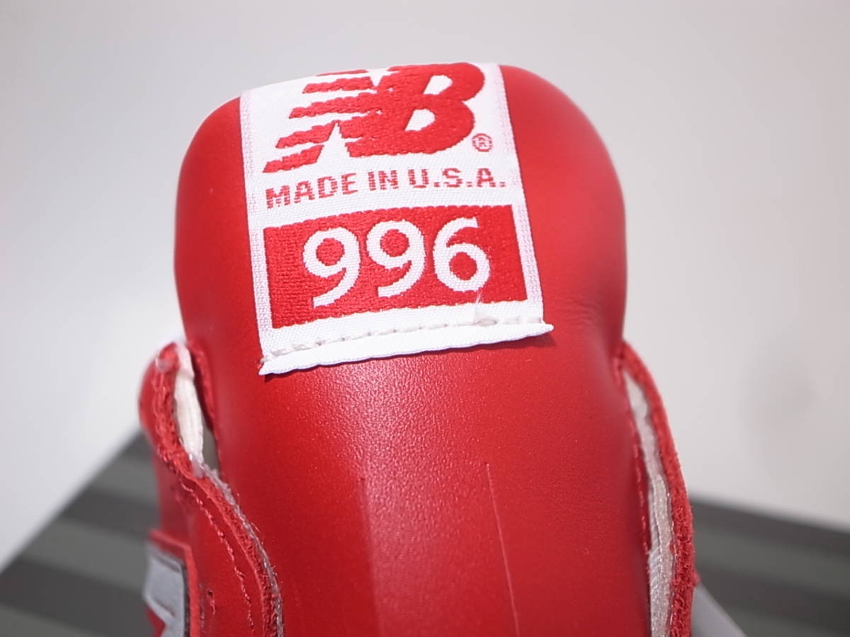 スニーカー NEW BALANCE USA製 オールレザーRED フルグレイン M996NCA