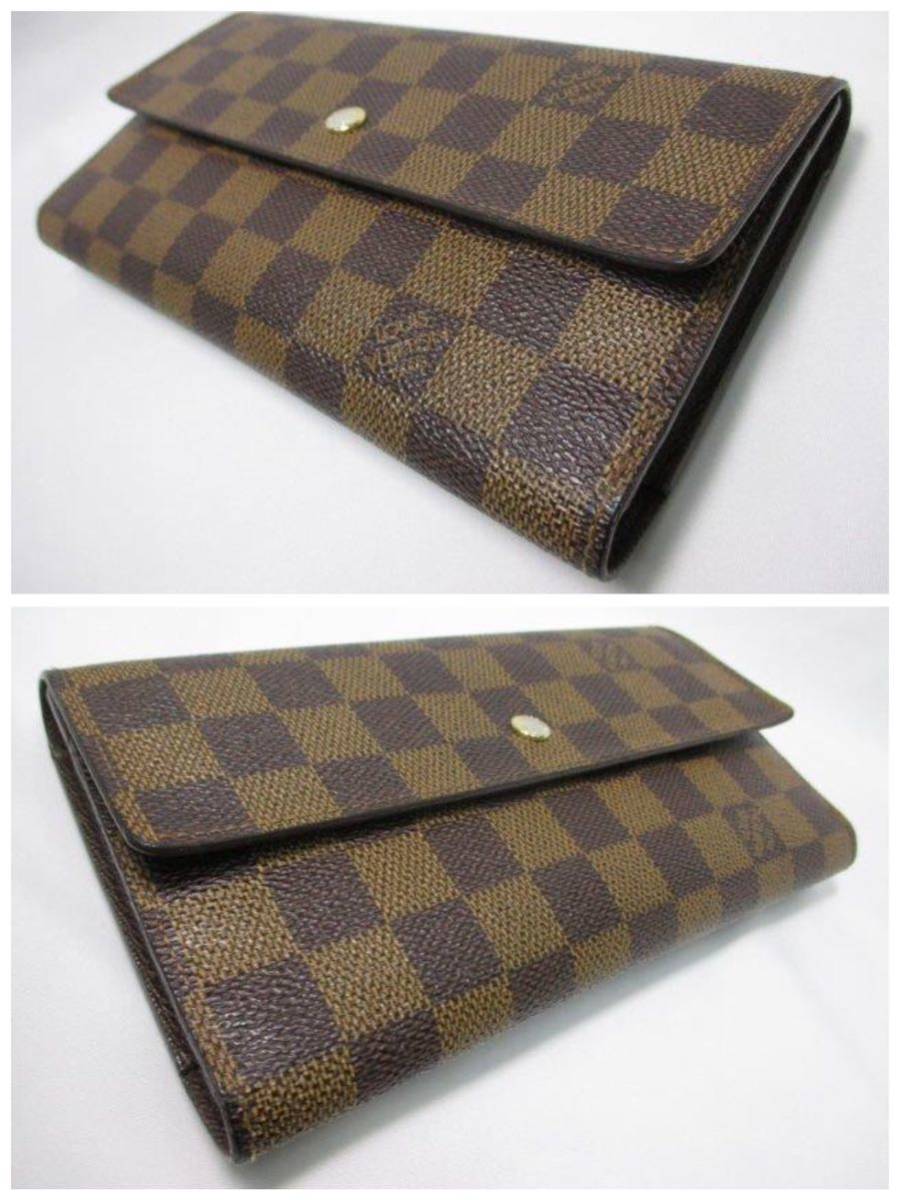 超美品 ルイヴィトン LOUIS VUITTON ダミエ 三つ折り長財布 ポルトフォイユ インターナショナル N61217 本物