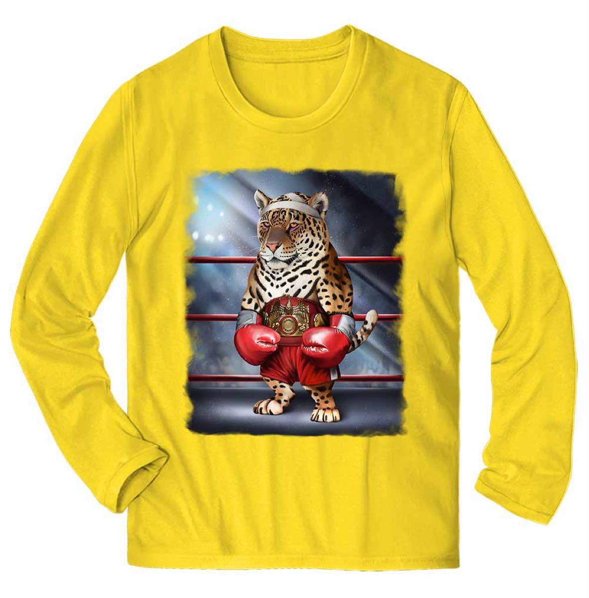 ジャガーネコ ねこ 猫 ボクシング チャンピオン 筋肉 筋トレ 長袖 Tシャツ｜PayPayフリマ
