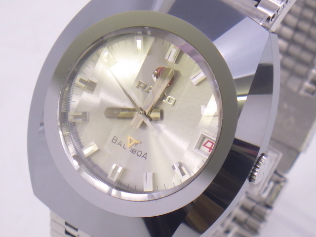 h2K094Z- RADO ラドー BALBOA バルボア デイト カットガラス 自動巻き シルバー文字盤 メンズ腕時計 稼働品