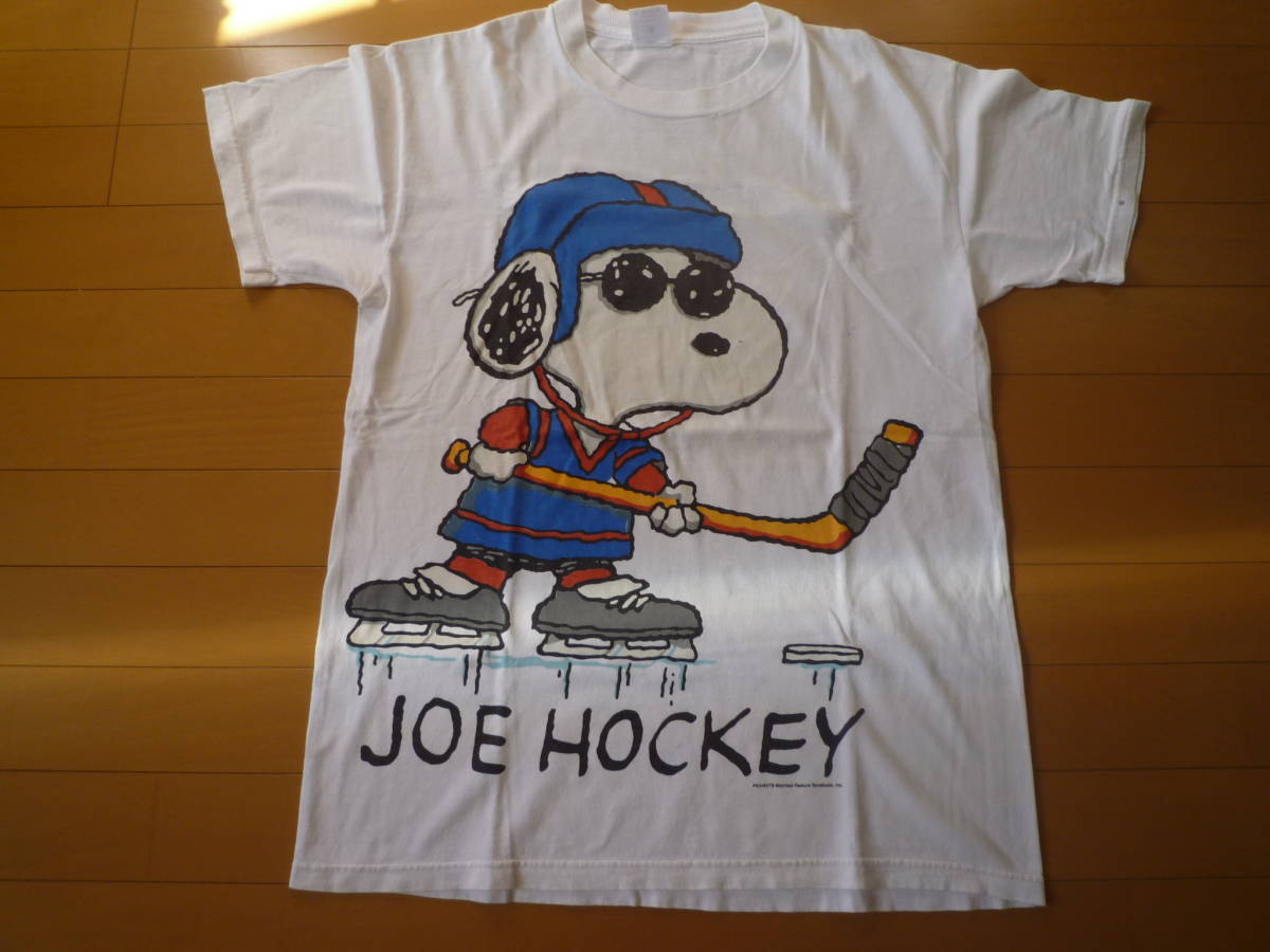 【レア】 90s DELTA USA製 ヴィンテージ PEANUTS スヌーピー snoopy Tシャツ joecool ジョークール HOCKEY ホッケー_画像1